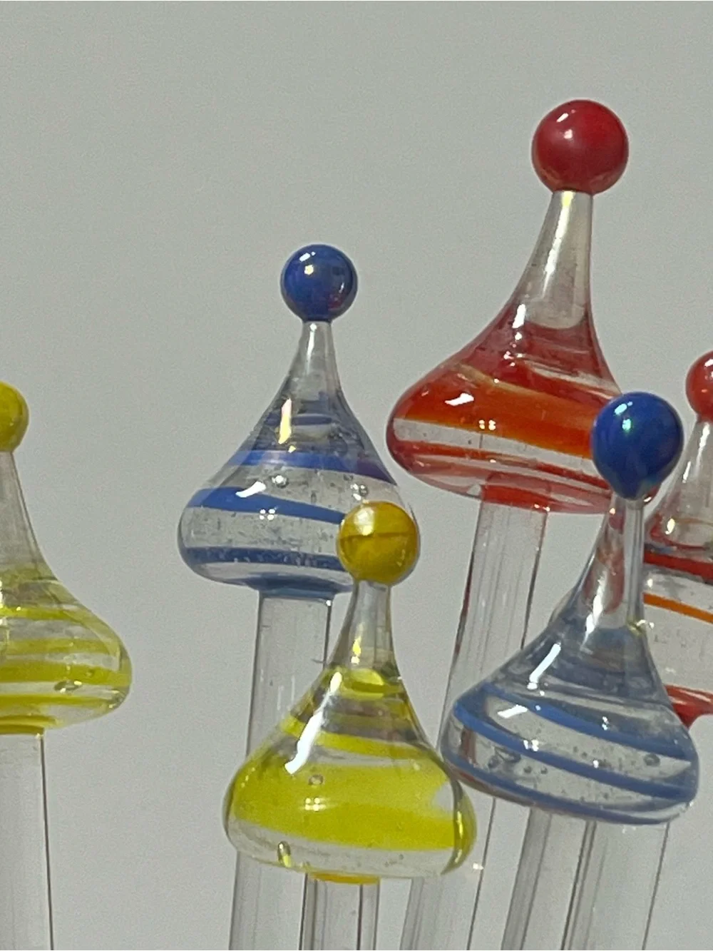 Pier One Hand Blown Glass Cocktail Stirrers Swizzle Sticks Barware Party Hats